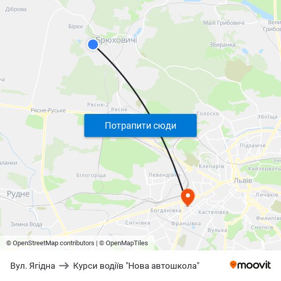 Вул. Ягідна to Курси водіїв "Нова автошкола" map