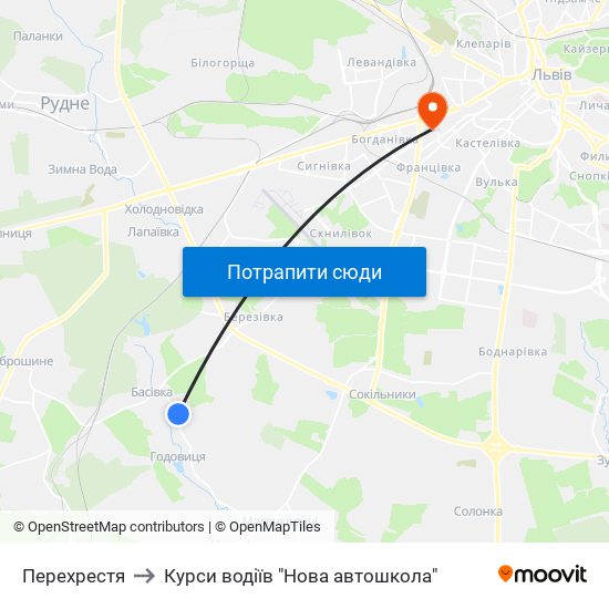 Перехрестя to Курси водіїв "Нова автошкола" map