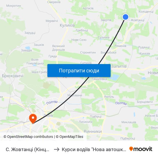 С. Жовтанці (Кінцева) to Курси водіїв "Нова автошкола" map