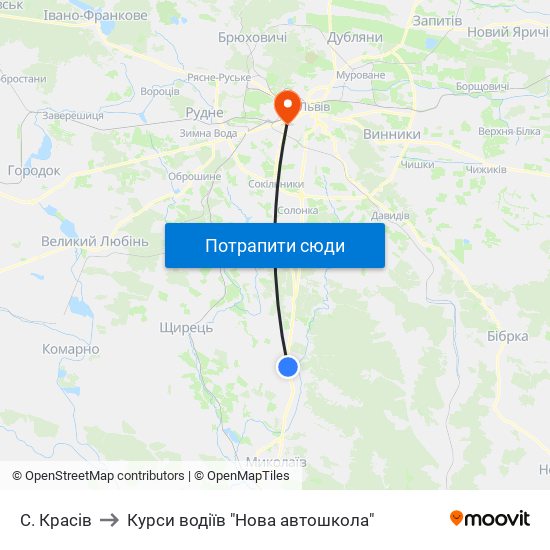 С. Красів to Курси водіїв "Нова автошкола" map