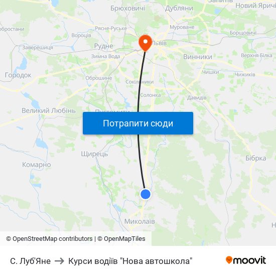 С. Луб'Яне to Курси водіїв "Нова автошкола" map