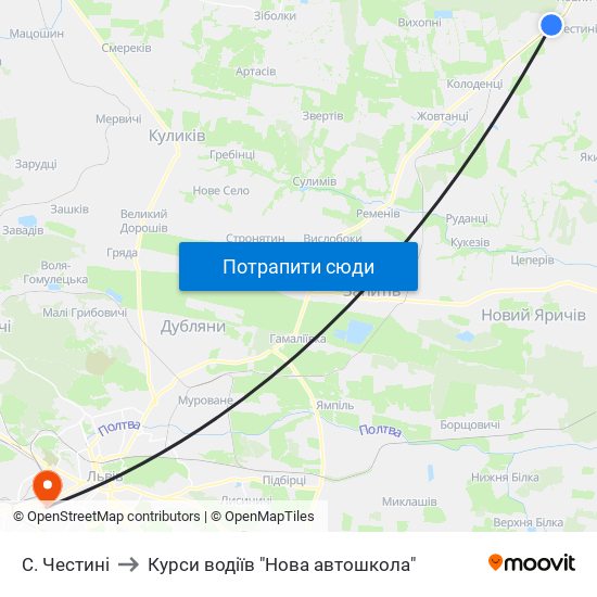 С. Честині to Курси водіїв "Нова автошкола" map
