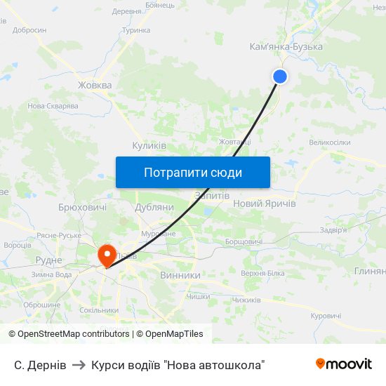 С. Дернів to Курси водіїв "Нова автошкола" map