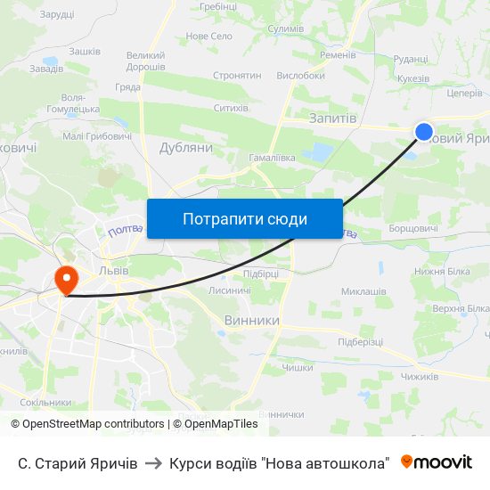 С. Старий Яричів to Курси водіїв "Нова автошкола" map