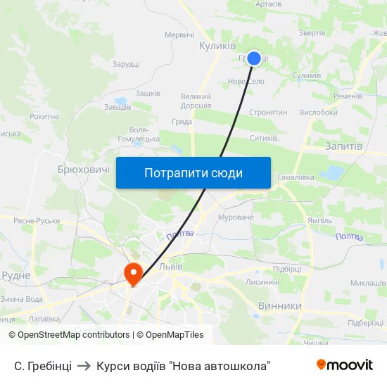 С. Гребінці to Курси водіїв "Нова автошкола" map