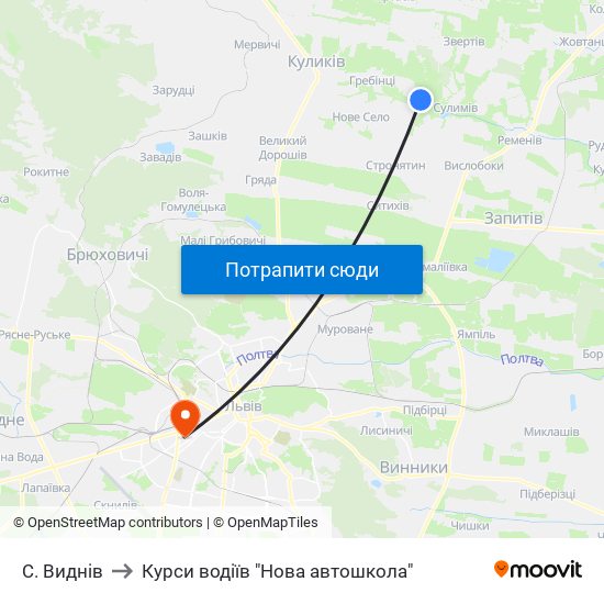 С. Виднів to Курси водіїв "Нова автошкола" map