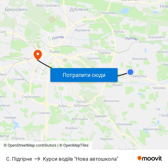 С. Підгірне to Курси водіїв "Нова автошкола" map