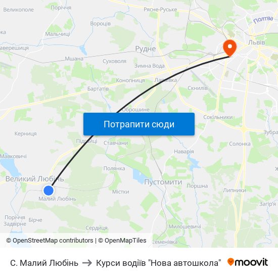 С. Малий Любінь to Курси водіїв "Нова автошкола" map