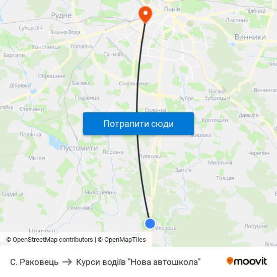 С. Раковець to Курси водіїв "Нова автошкола" map