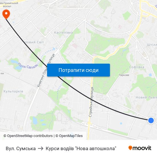 Вул. Сумська to Курси водіїв "Нова автошкола" map