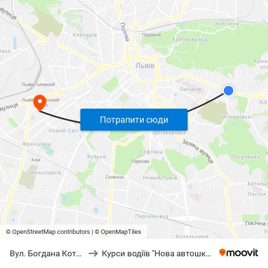 Вул. Богдана Котика to Курси водіїв "Нова автошкола" map