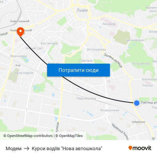 Модем to Курси водіїв "Нова автошкола" map