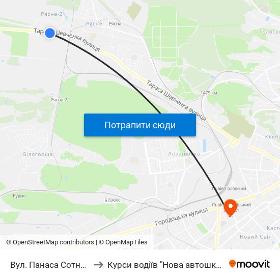 Вул. Панаса Сотника to Курси водіїв "Нова автошкола" map