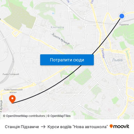 Станція Підзамче to Курси водіїв "Нова автошкола" map