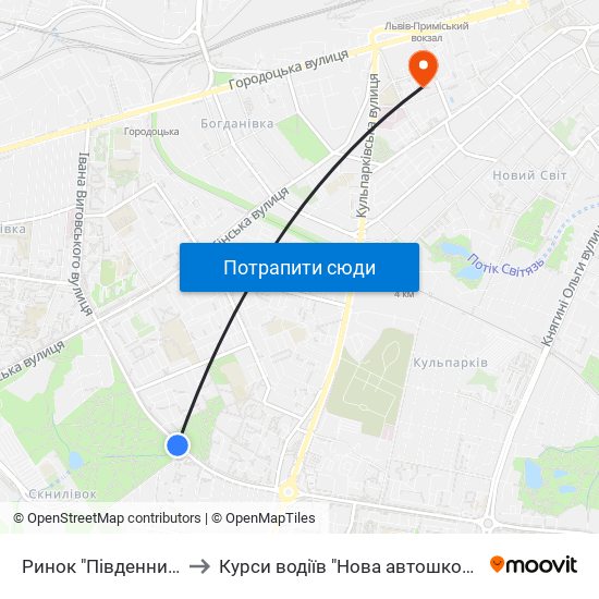 Ринок "Південний" to Курси водіїв "Нова автошкола" map