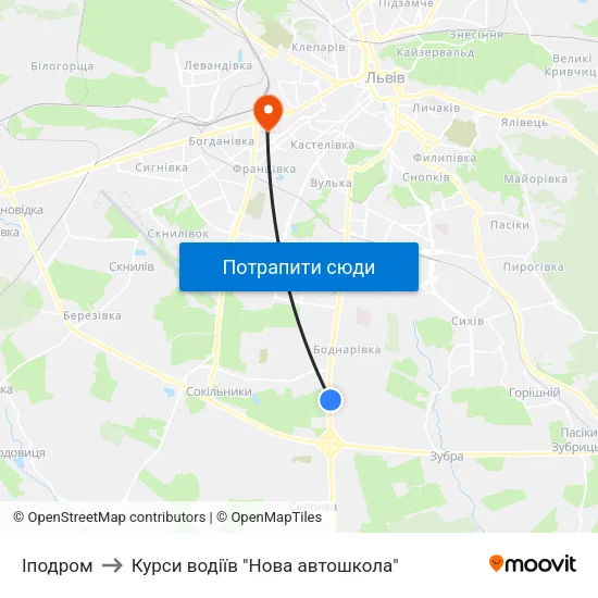 Іподром to Курси водіїв "Нова автошкола" map