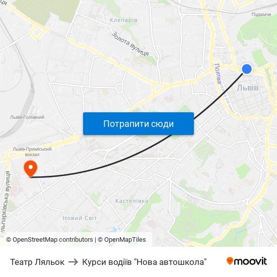 Театр Ляльок to Курси водіїв "Нова автошкола" map