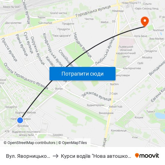 Вул. Яворницького to Курси водіїв "Нова автошкола" map