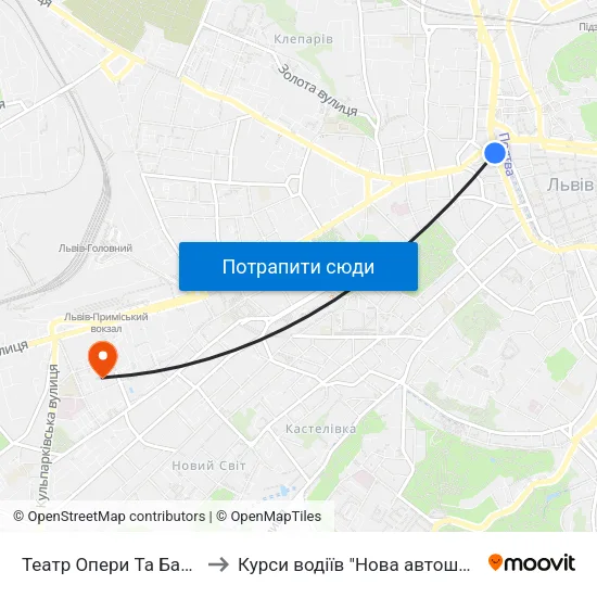 Театр Опери Та Балету to Курси водіїв "Нова автошкола" map