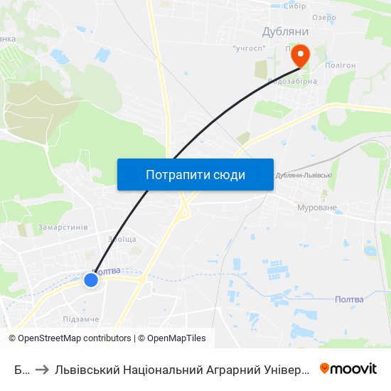 Бті to Львівський Національний Аграрний Університет map