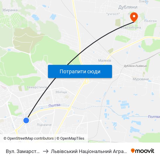 Вул. Замарстинівська to Львівський Національний Аграрний Університет map