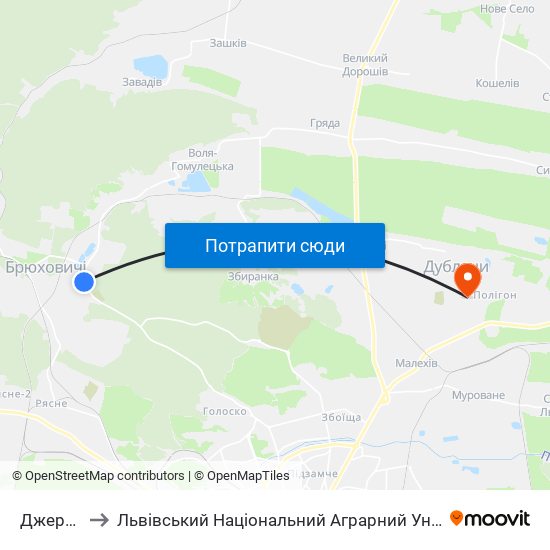 Джерело to Львівський Національний Аграрний Університет map