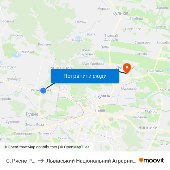 С. Рясне-Руське to Львівський Національний Аграрний Університет map