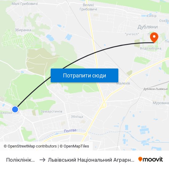 Поліклініка Умвс to Львівський Національний Аграрний Університет map