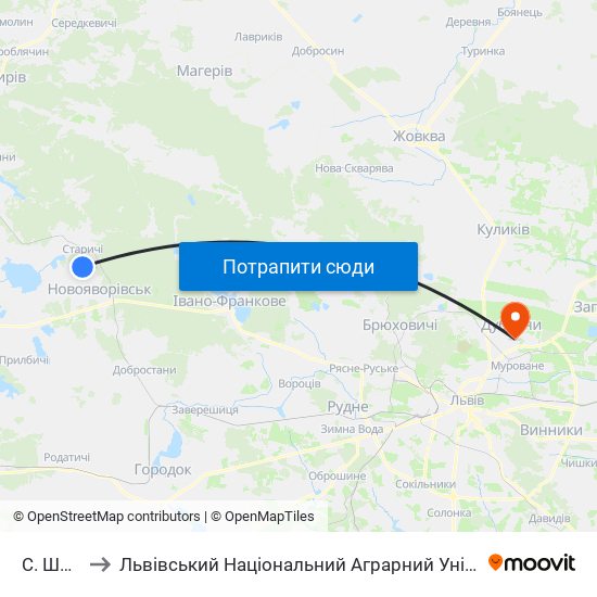 С. Шкло to Львівський Національний Аграрний Університет map