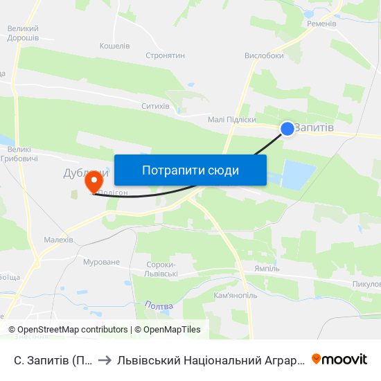 С. Запитів (Початок) to Львівський Національний Аграрний Університет map