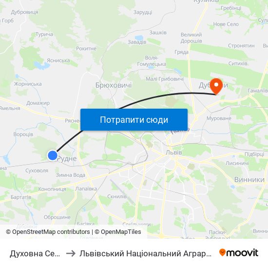 Духовна Семінарія to Львівський Національний Аграрний Університет map