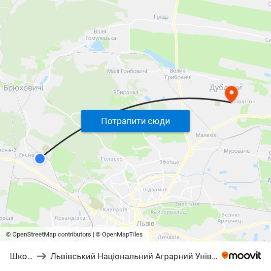 Школа to Львівський Національний Аграрний Університет map