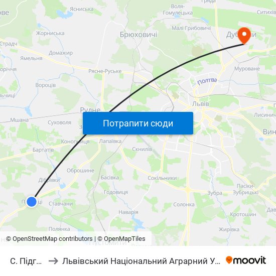 С. Підгайці to Львівський Національний Аграрний Університет map