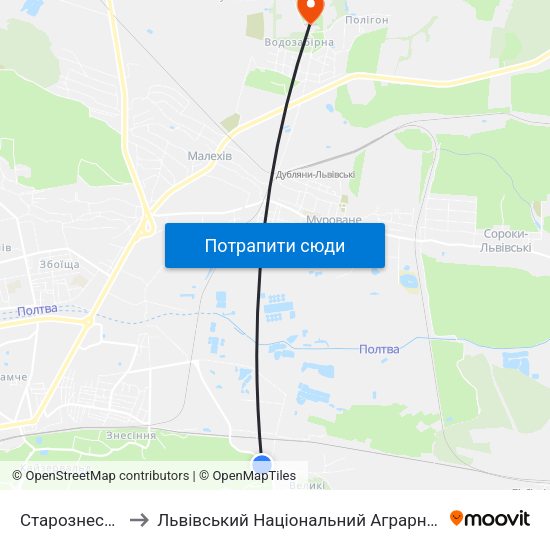 Старознесенська to Львівський Національний Аграрний Університет map