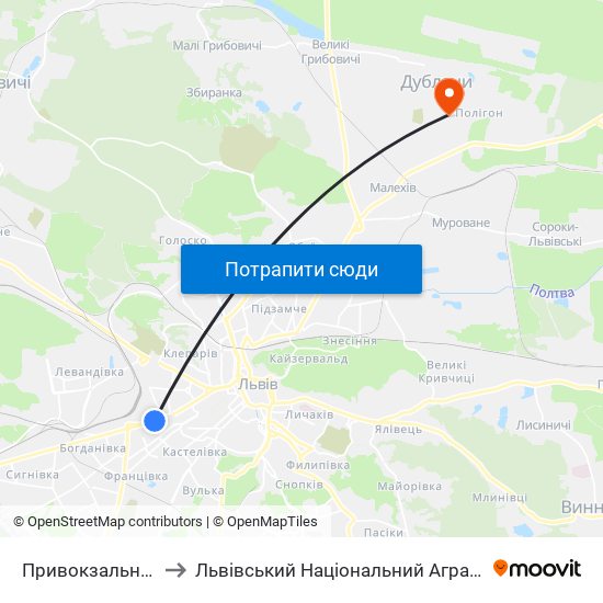 Привокзальний Ринок to Львівський Національний Аграрний Університет map