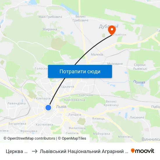 Церква Анни to Львівський Національний Аграрний Університет map