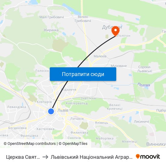 Церква Святої Анни to Львівський Національний Аграрний Університет map