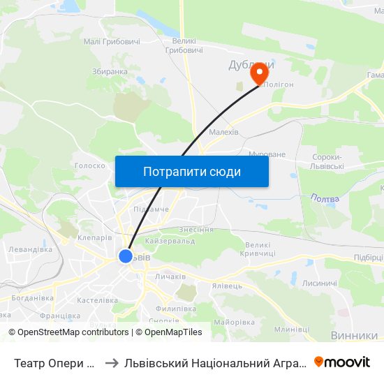 Театр Опери Та Балету to Львівський Національний Аграрний Університет map