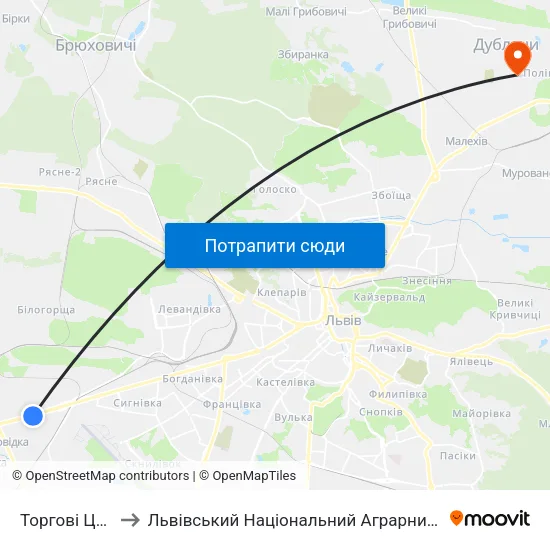 Торгові Центри to Львівський Національний Аграрний Університет map