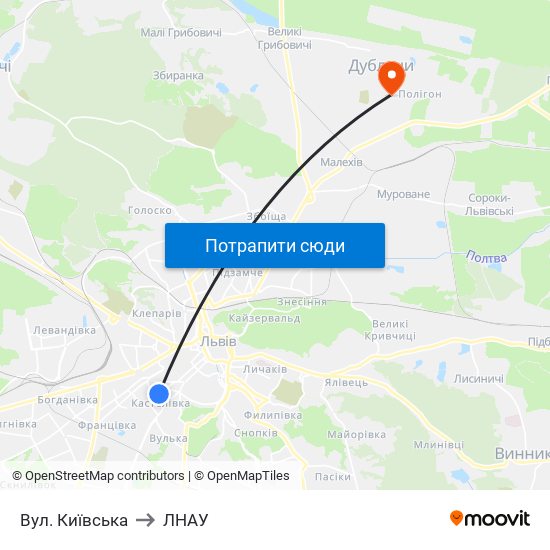 Вул. Київська to ЛНАУ map