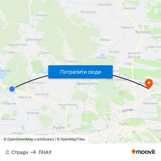 С. Страдч to ЛНАУ map