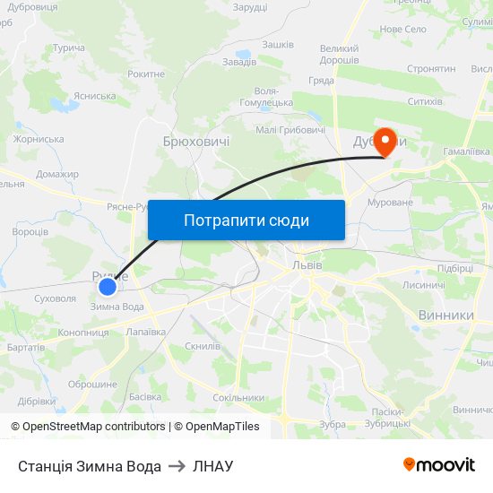 Станція Зимна Вода to ЛНАУ map