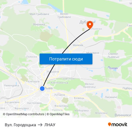 Вул. Городоцька to ЛНАУ map