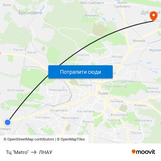 Тц "Metro" to ЛНАУ map