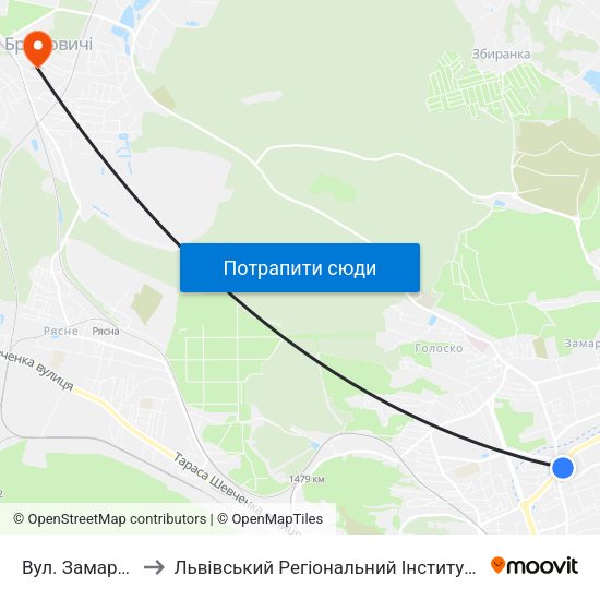 Вул. Замарстинівська to Львівський Регіональний Інститут Державного Управління map