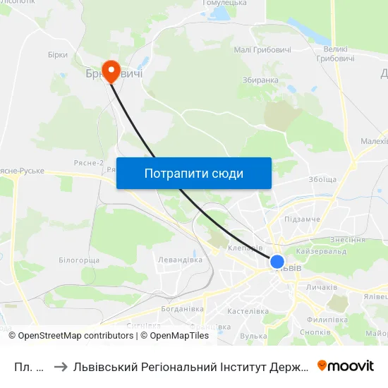 Пл. Різні to Львівський Регіональний Інститут Державного Управління map