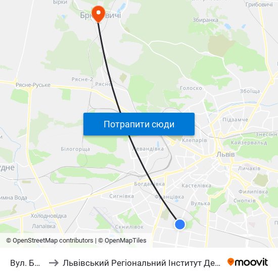 Вул. Бойчука to Львівський Регіональний Інститут Державного Управління map