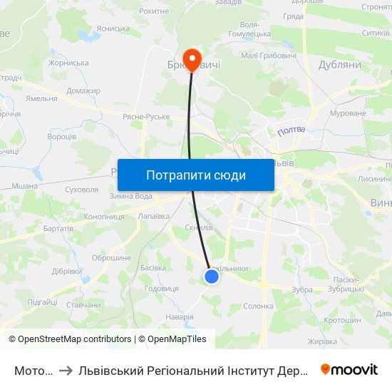 Мототрек to Львівський Регіональний Інститут Державного Управління map