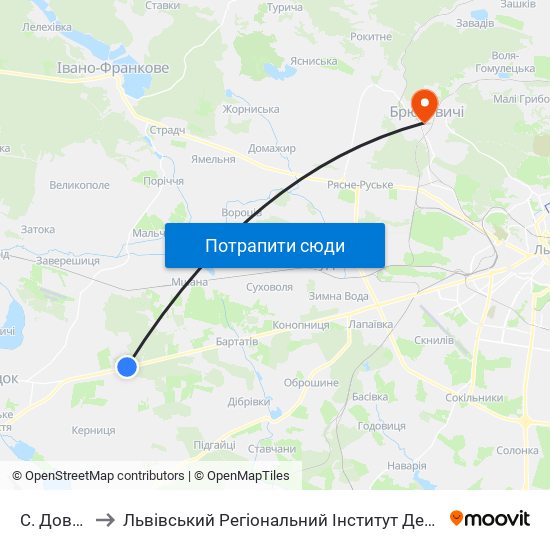 С. Довжанка to Львівський Регіональний Інститут Державного Управління map