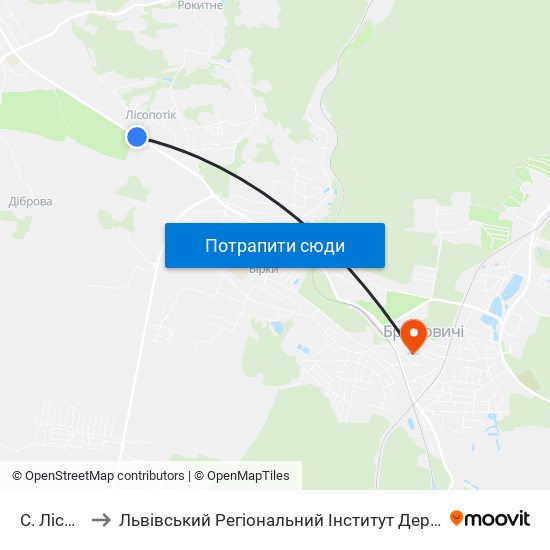 С. Лісопотік to Львівський Регіональний Інститут Державного Управління map